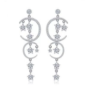 Moon and star zirconia earrings